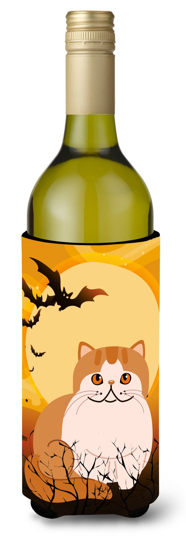 Halloween Exotic Shorthair Cat Wine Bottle Hugger Gift Sleeve for Standard 750 ml Bottles, Insulated Reusable Also Fits Mini Shot & Pint Bottles