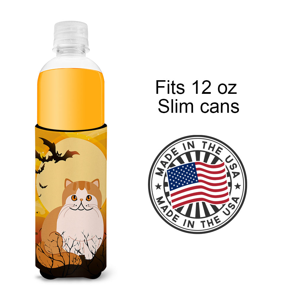 Halloween Exotic Shorthair Cat Slim Can Hugger , Insulated Foam Hugger for 12 oz Slim Cans, Beer Bottles & Water Bottles, Printed in USA