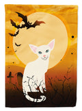 Halloween Foreign White Cat House Flag 28x40 Porch Sleeve Pole Decorative Outside Yard Banner Artwork Wall Hanging, Polyester