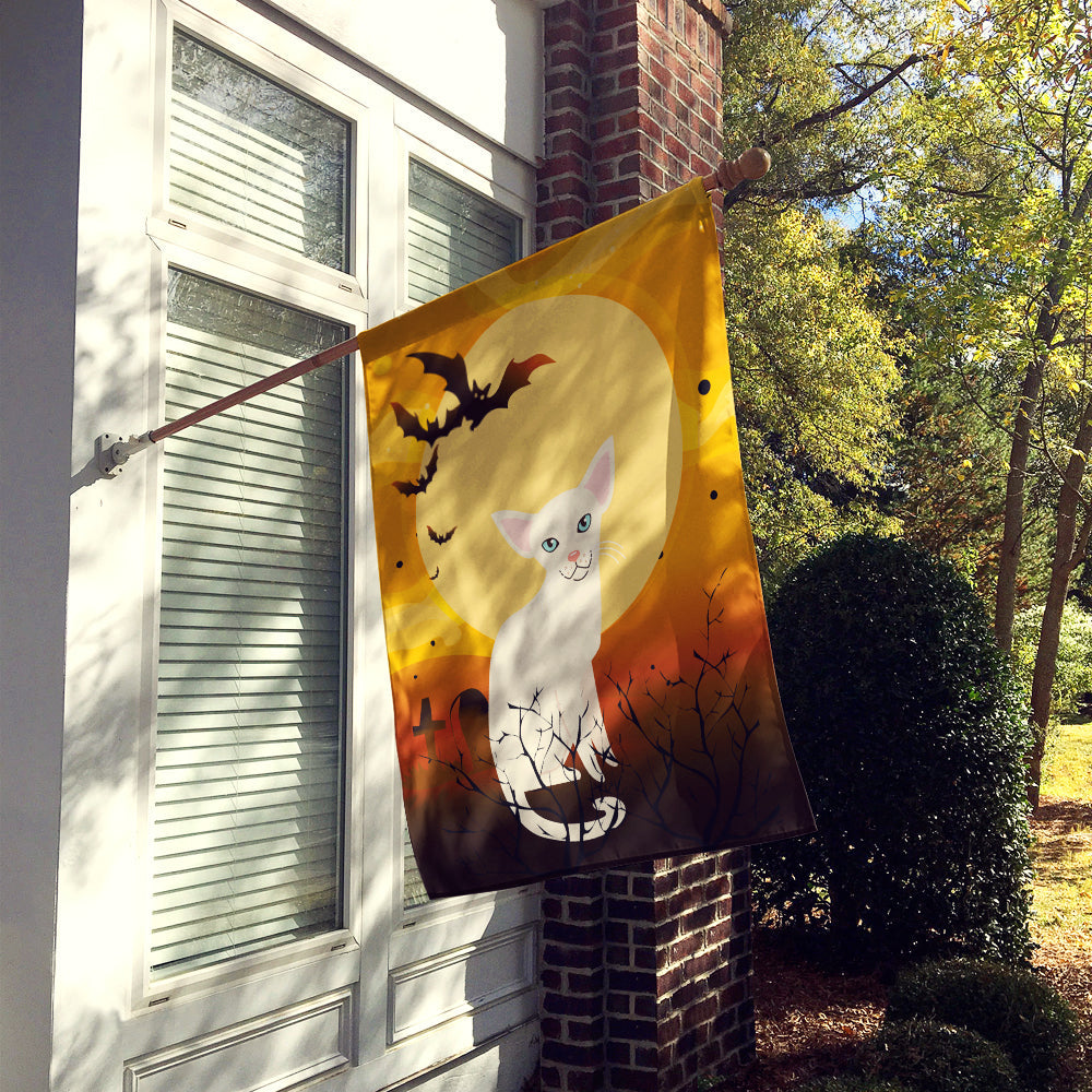 Halloween Foreign White Cat House Flag 28x40 Porch Sleeve Pole Decorative Outside Yard Banner Artwork Wall Hanging, Polyester