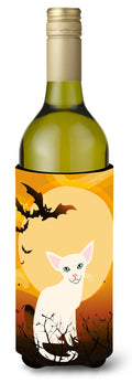 Halloween Foreign White Cat Wine Bottle Hugger Gift Sleeve for Standard 750 ml Bottles, Insulated Reusable Also Fits Mini Shot & Pint Bottles