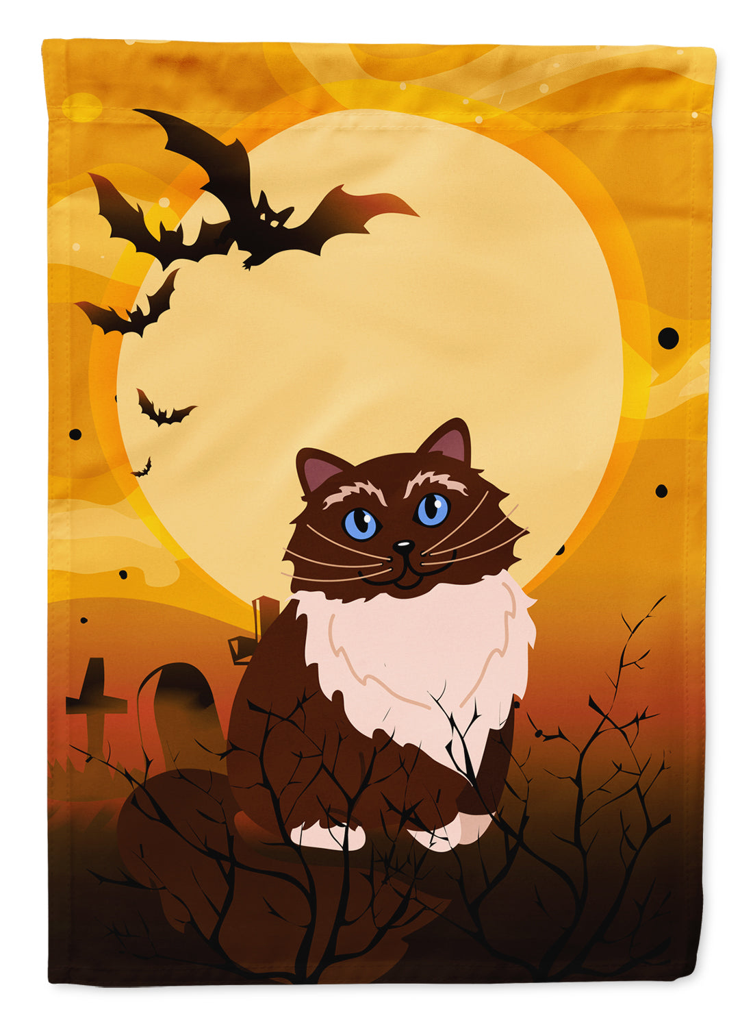 Halloween Himalayan Cat House Flag 28x40 Porch Sleeve Pole Decorative Outside Yard Banner Artwork Wall Hanging, Polyester