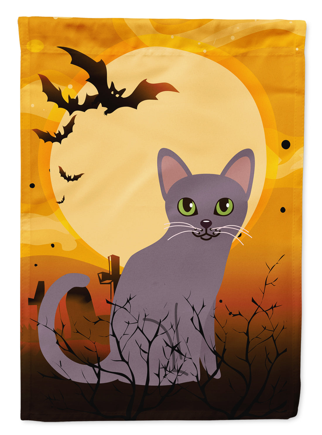 Halloween Korat Cat House Flag 28x40 Porch Sleeve Pole Decorative Outside Yard Banner Artwork Wall Hanging, Polyester