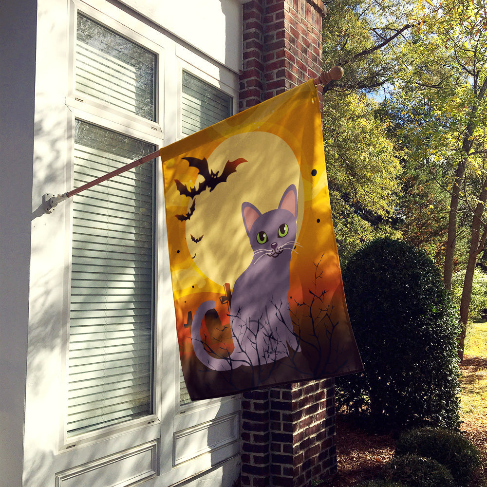 Halloween Korat Cat House Flag 28x40 Porch Sleeve Pole Decorative Outside Yard Banner Artwork Wall Hanging, Polyester