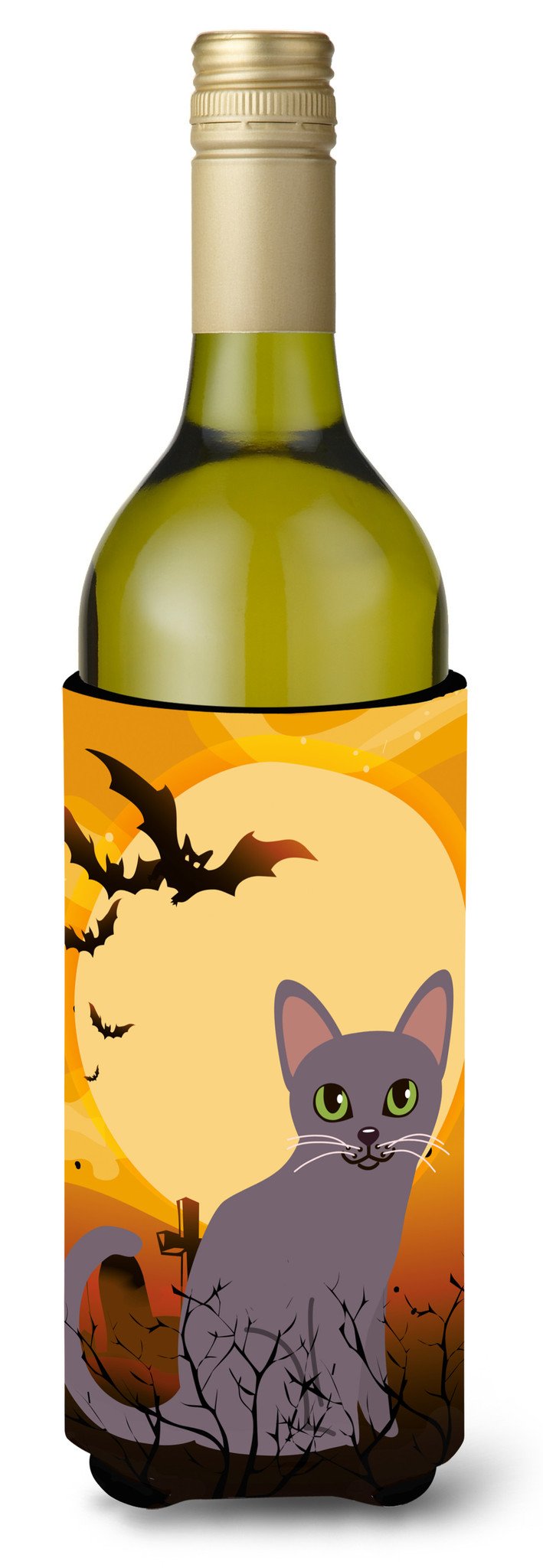Halloween Korat Cat Wine Bottle Hugger Gift Sleeve for Standard 750 ml Bottles, Insulated Reusable Also Fits Mini Shot & Pint Bottles