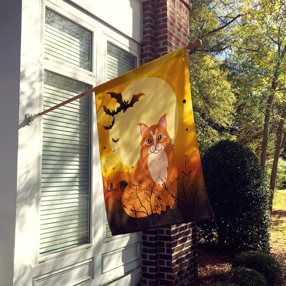 Halloween Maine Coon Cat House Flag 28x40 Porch Sleeve Pole Decorative Outside Yard Banner Artwork Wall Hanging, Polyester