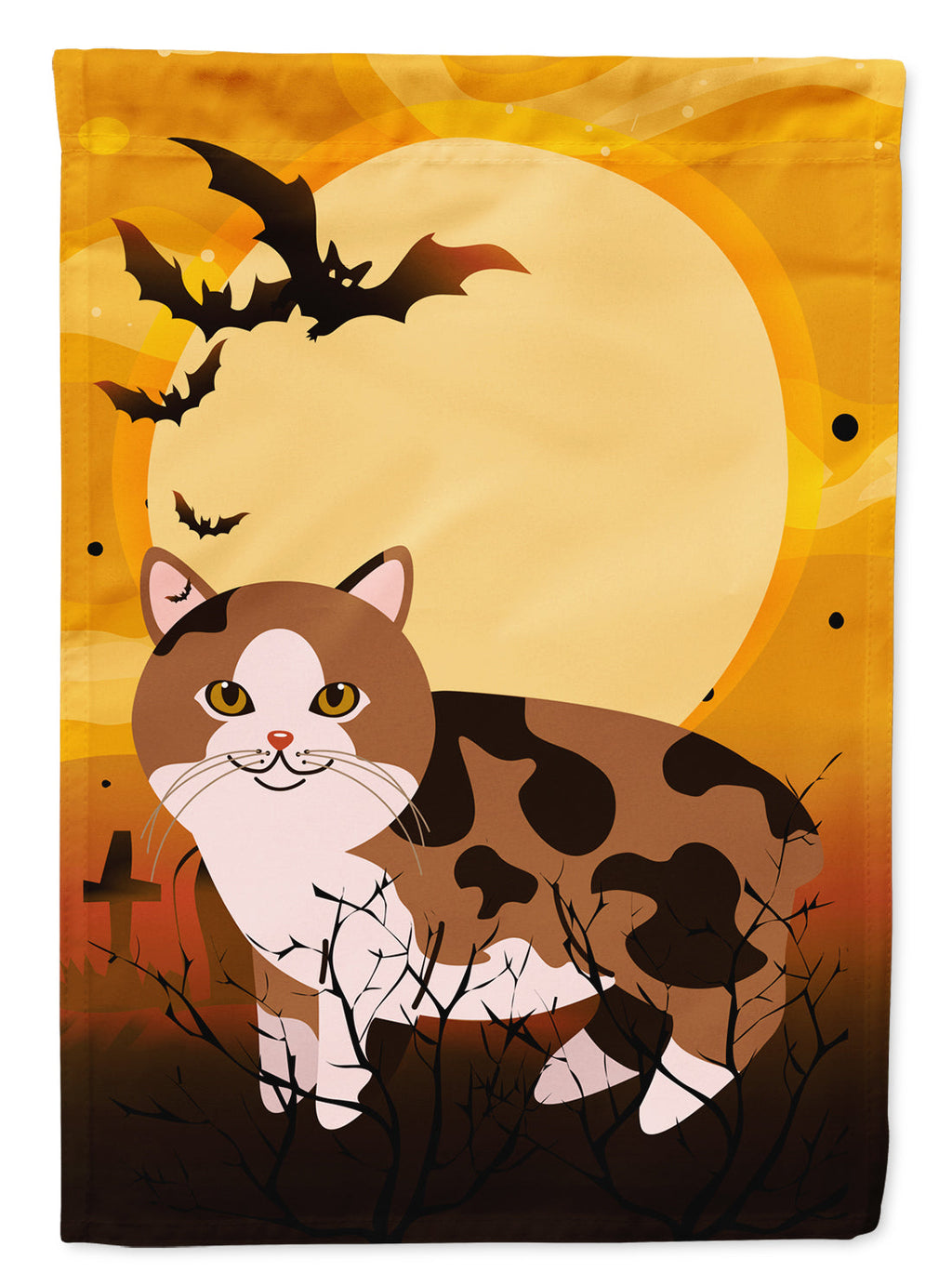 Halloween Manx Cat House Flag 28x40 Porch Sleeve Pole Decorative Outside Yard Banner Artwork Wall Hanging, Polyester