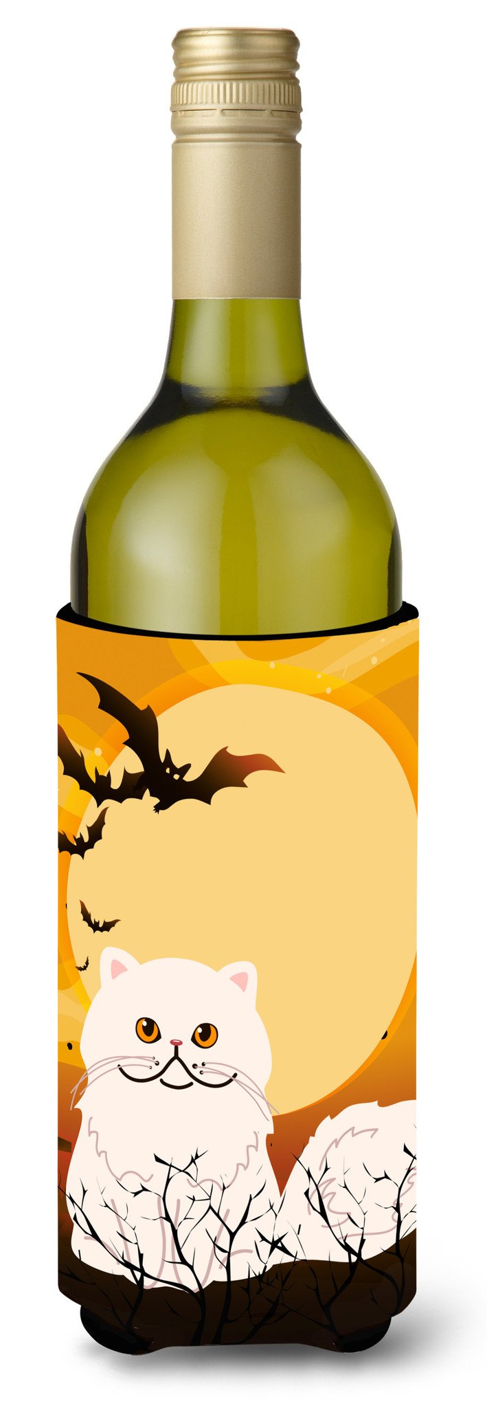 Halloween Persian Cat Wine Bottle Hugger Gift Sleeve for Standard 750 ml Bottles, Insulated Reusable Also Fits Mini Shot & Pint Bottles