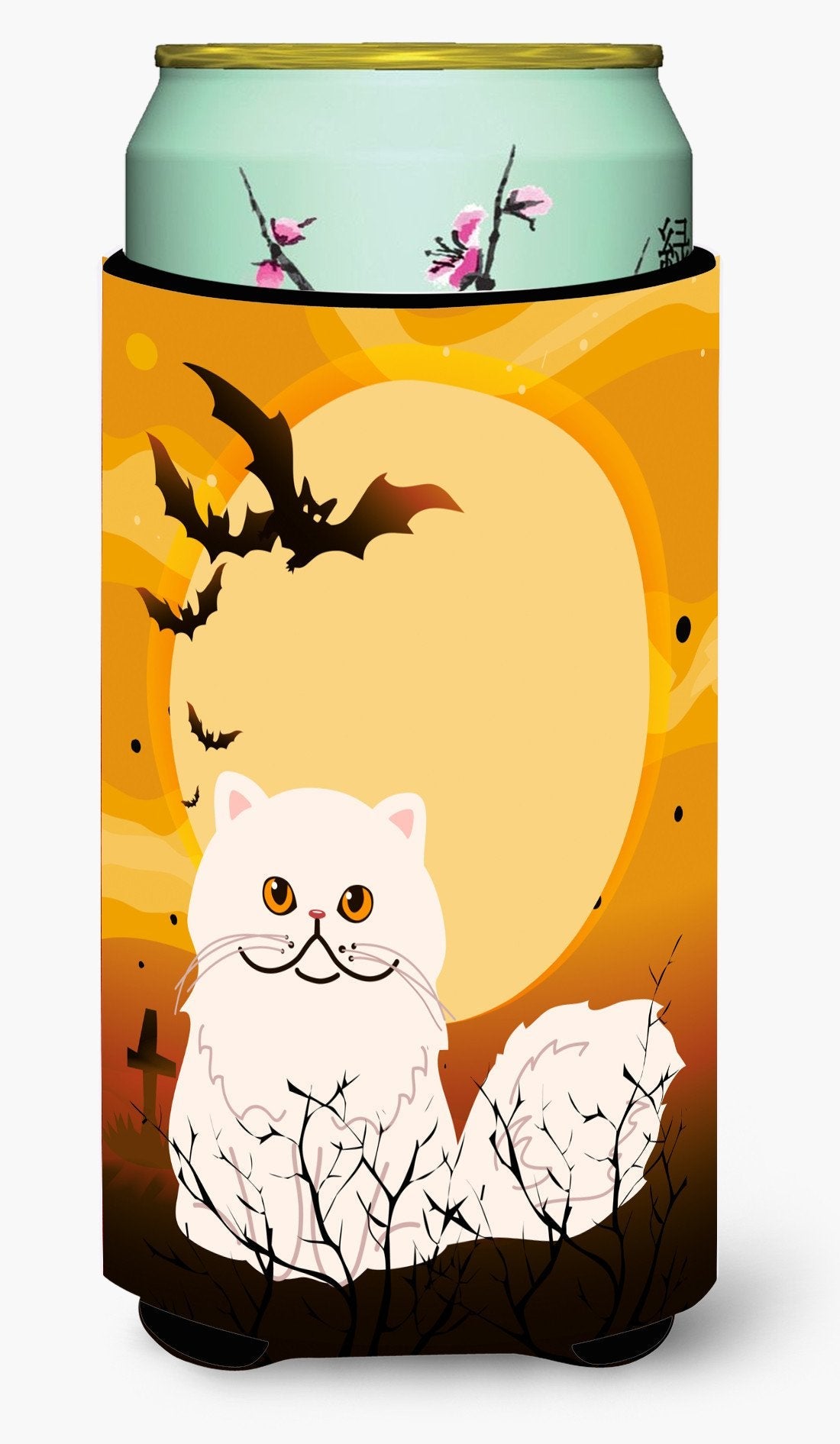 Halloween Persian Cat Tall Boy Hugger Can Cooler Sleeve Machine Washable Drink Collapsible Insulator Beverage Insulated Holder
