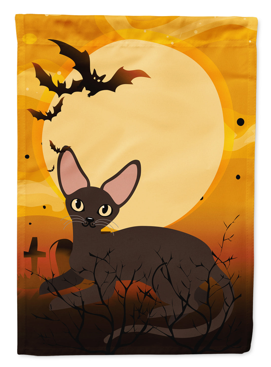 Halloween Peterbald Cat House Flag 28x40 Porch Sleeve Pole Decorative Outside Yard Banner Artwork Wall Hanging, Polyester