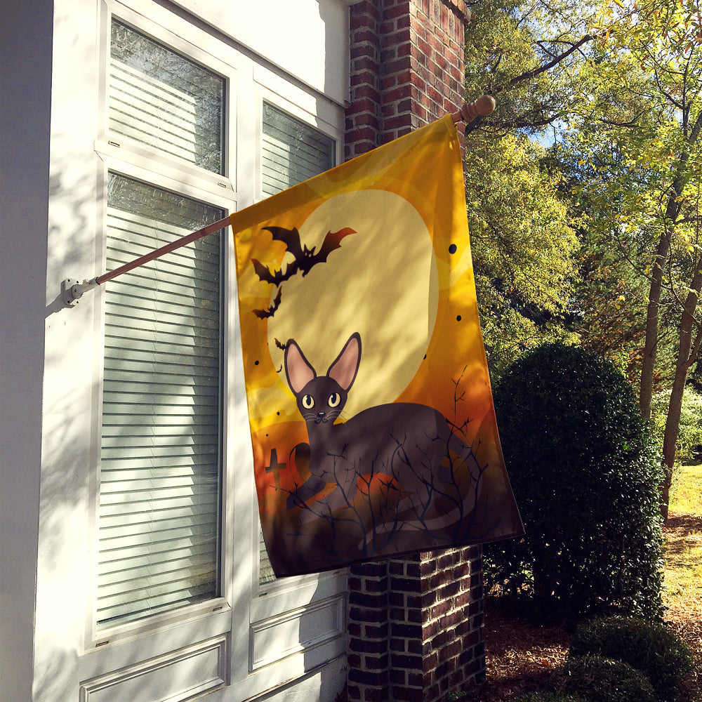 Halloween Peterbald Cat House Flag 28x40 Porch Sleeve Pole Decorative Outside Yard Banner Artwork Wall Hanging, Polyester