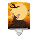 Halloween Peterbald Cat Ceramic Night Light Compact, UL-Certified, Ideal for Bedroom, Bathroom, Nursery, Hallway, Kitchen, 6x4x3, Multicolor