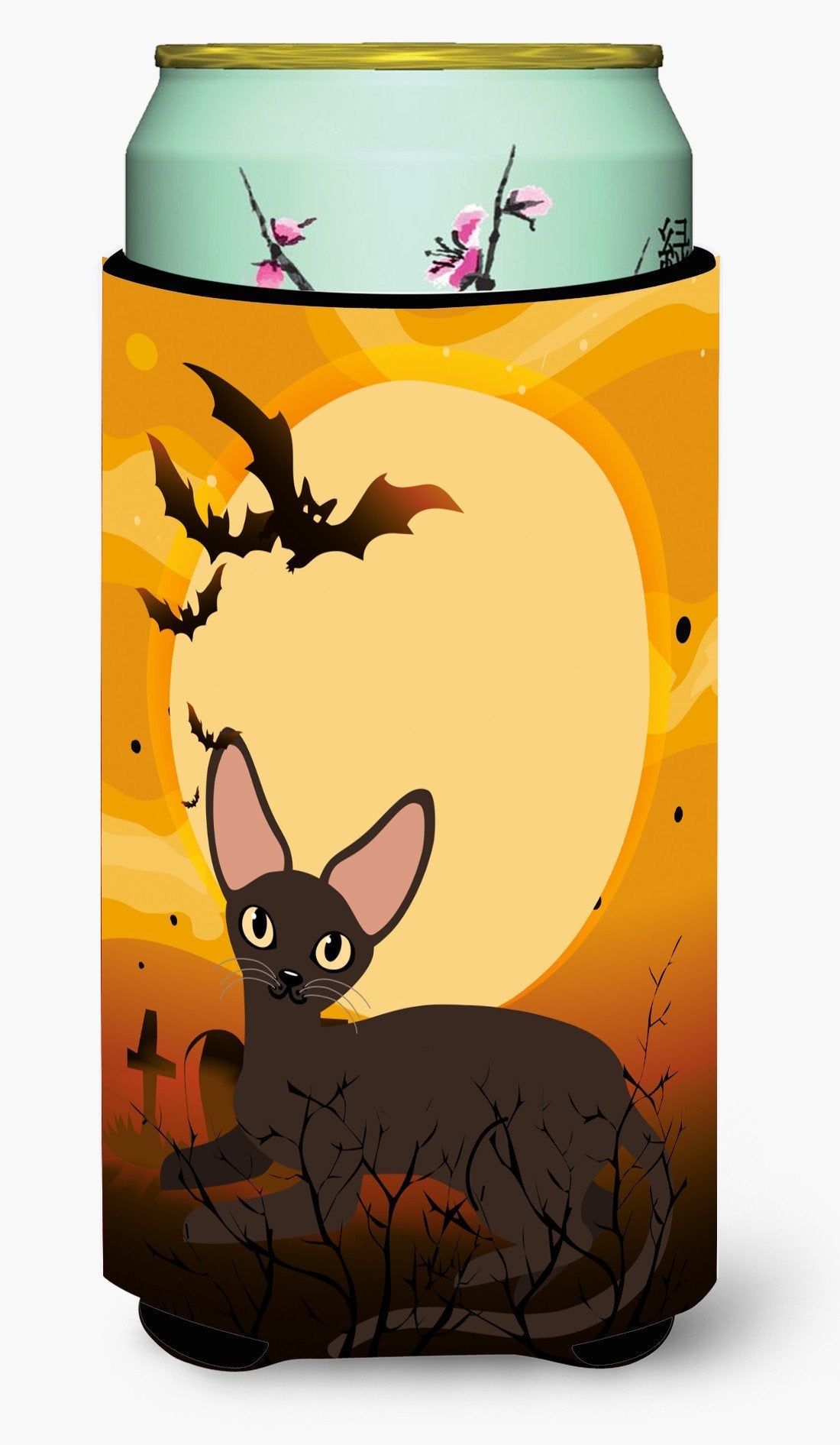 Halloween Peterbald Cat Tall Boy Hugger Can Cooler Sleeve Machine Washable Drink Collapsible Insulator Beverage Insulated Holder