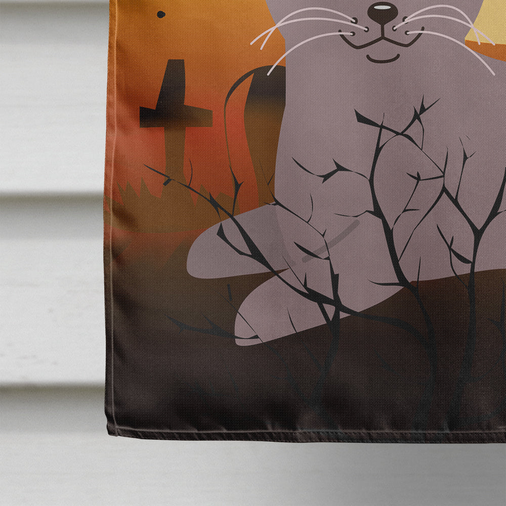 Halloween Russian Blue Cat House Flag 28x40 Porch Sleeve Pole Decorative Outside Yard Banner Artwork Wall Hanging, Polyester