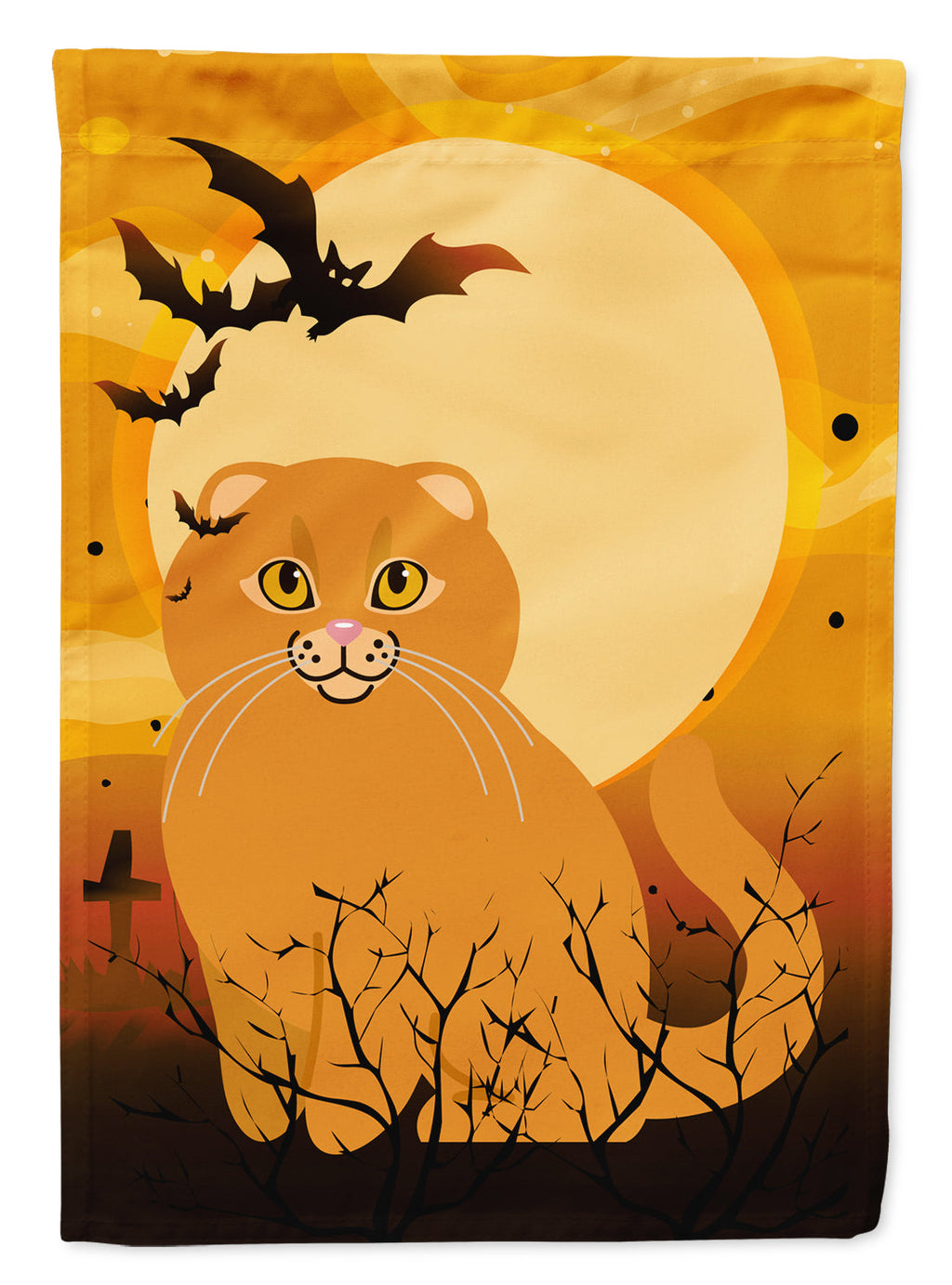 Halloween Scottish Fold Cat House Flag 28x40 Porch Sleeve Pole Decorative Outside Yard Banner Artwork Wall Hanging, Polyester