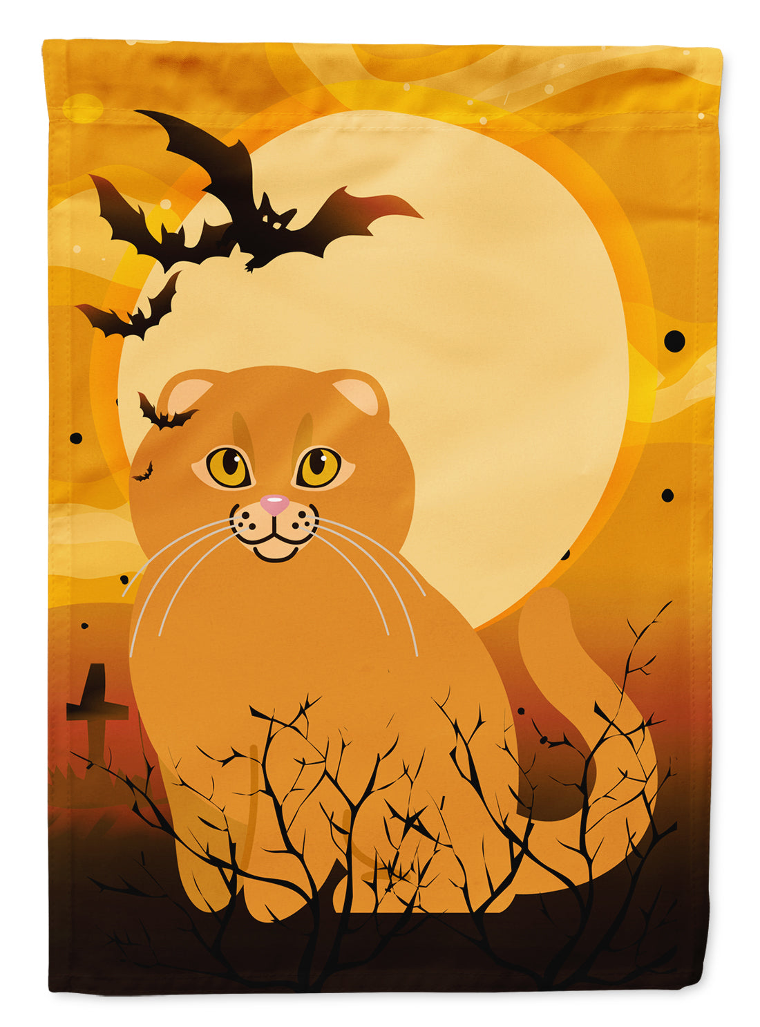 Halloween Scottish Fold Cat House Flag 28x40 Porch Sleeve Pole Decorative Outside Yard Banner Artwork Wall Hanging, Polyester