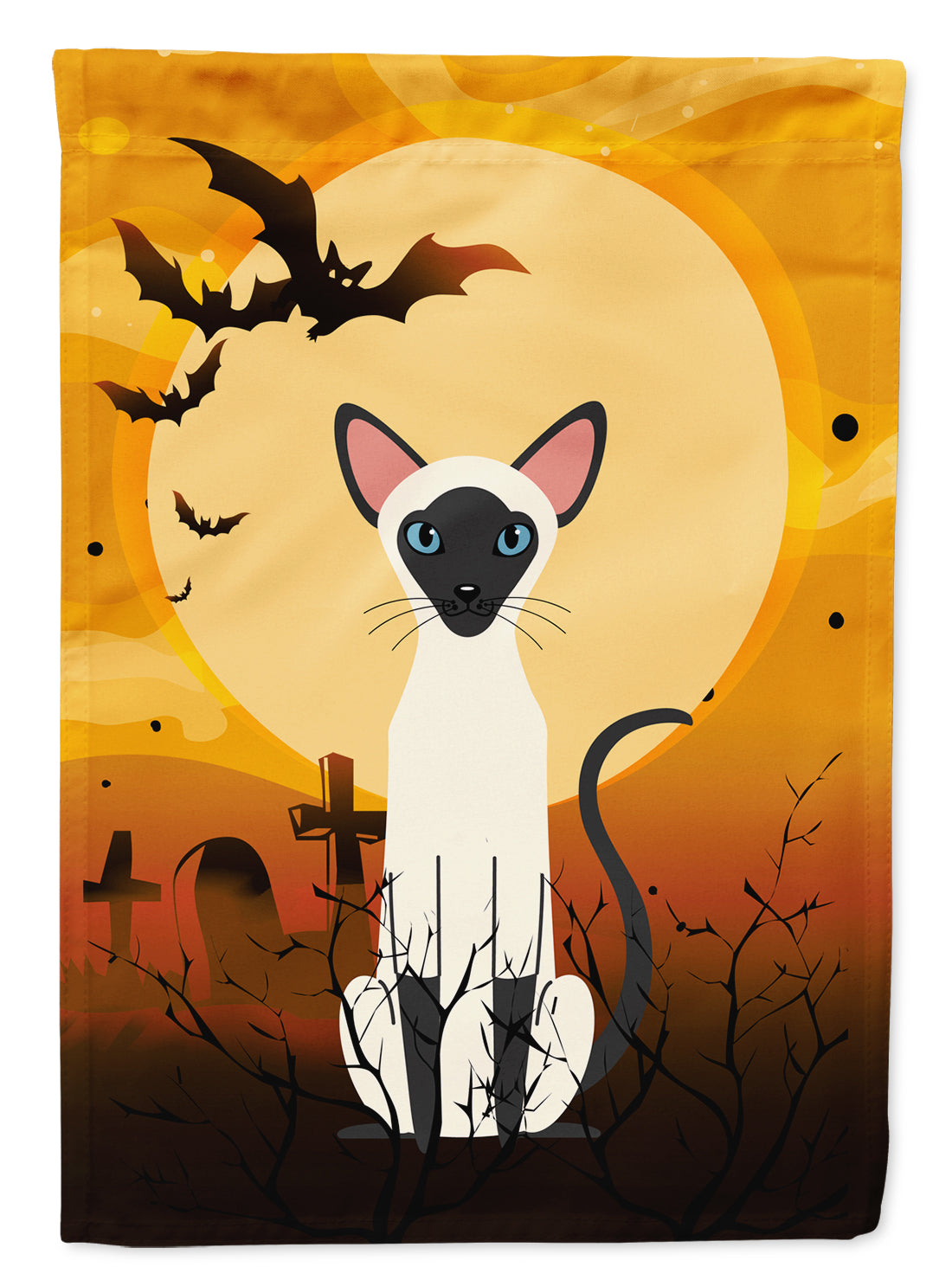 Halloween Siamese Cat House Flag 28x40 Porch Sleeve Pole Decorative Outside Yard Banner Artwork Wall Hanging, Polyester