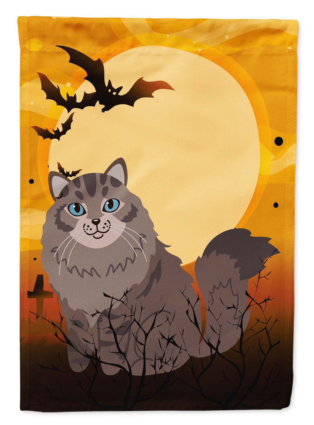 Halloween Siberian Cat House Flag 28x40 Porch Sleeve Pole Decorative Outside Yard Banner Artwork Wall Hanging, Polyester