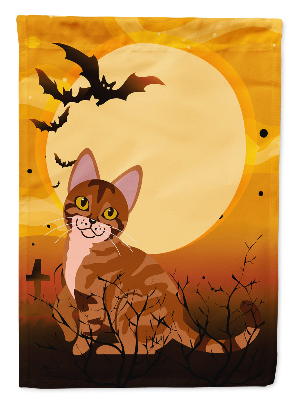 Halloween Sokoke Cat House Flag 28x40 Porch Sleeve Pole Decorative Outside Yard Banner Artwork Wall Hanging, Polyester