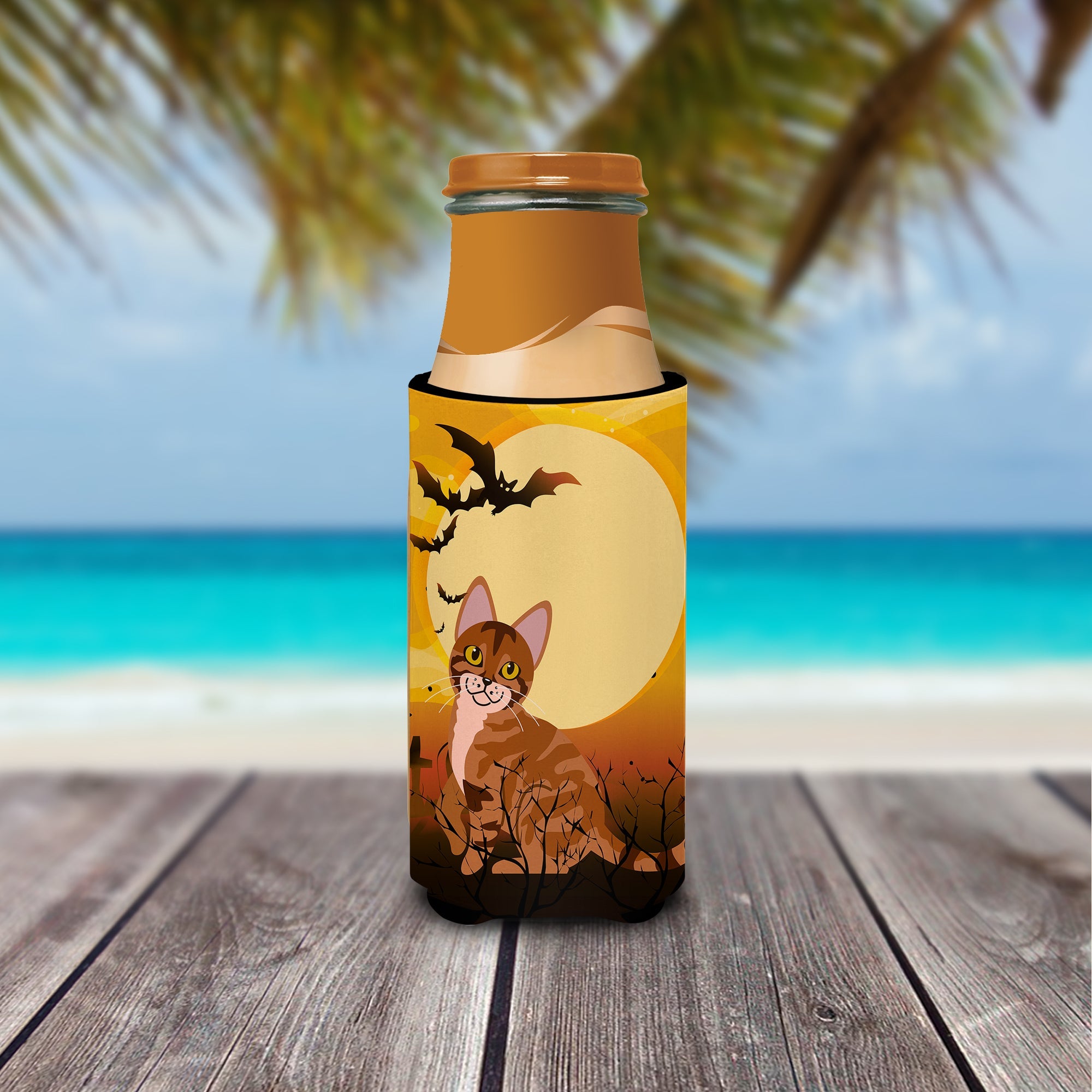 Halloween Sokoke Cat Slim Can Hugger , Insulated Foam Hugger for 12 oz Slim Cans, Beer Bottles & Water Bottles, Printed in USA