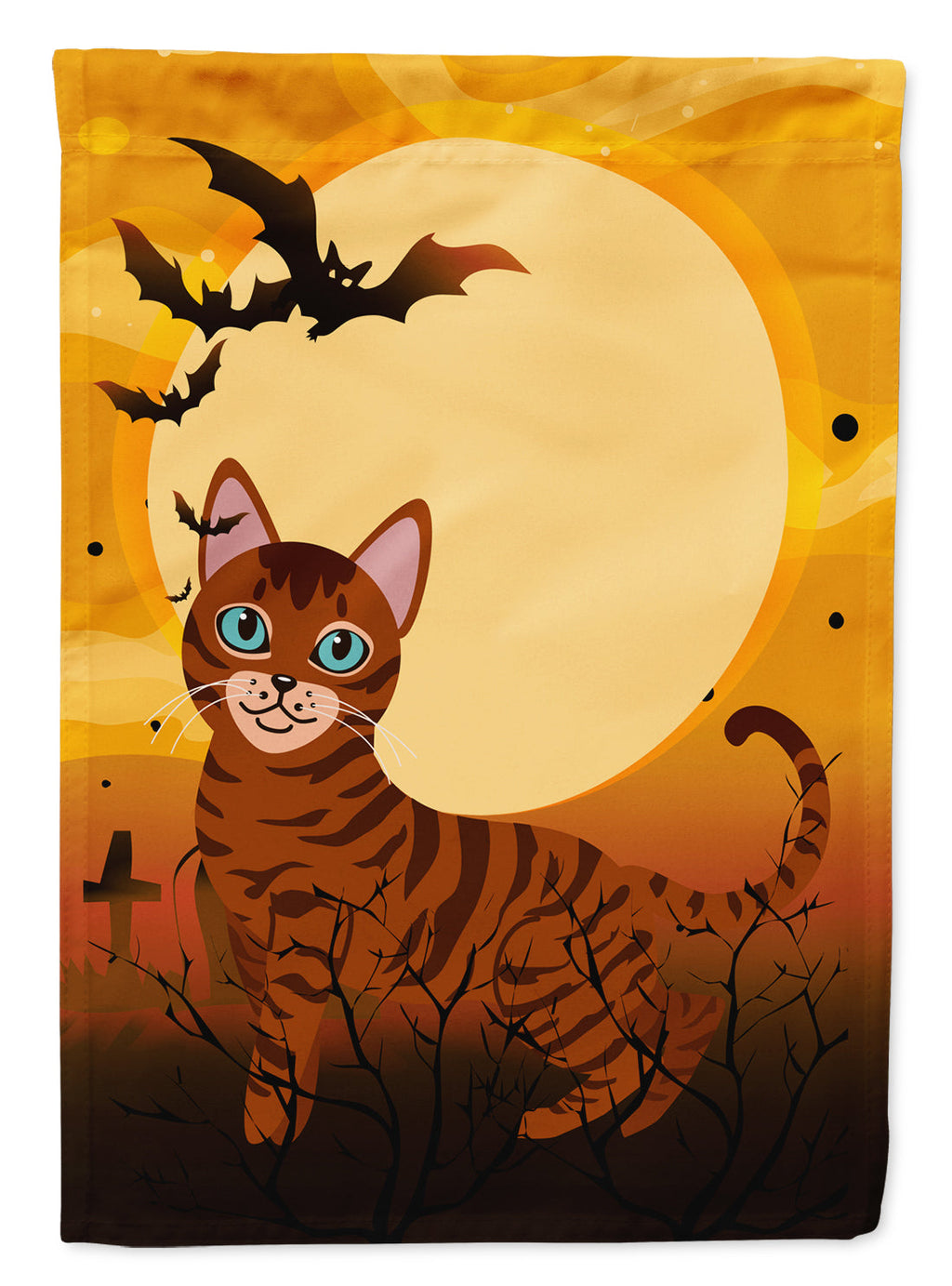 Halloween Toyger Cat House Flag 28x40 Porch Sleeve Pole Decorative Outside Yard Banner Artwork Wall Hanging, Polyester