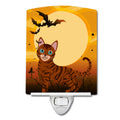 Halloween Toyger Cat Ceramic Night Light Compact, UL-Certified, Ideal for Bedroom, Bathroom, Nursery, Hallway, Kitchen, 6x4x3, Multicolor