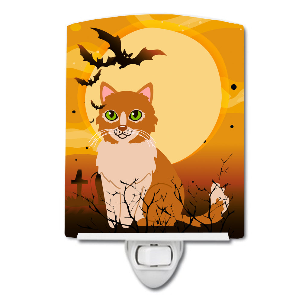 Halloween Ural Rex Cat Ceramic Night Light Compact, UL-Certified, Ideal for Bedroom, Bathroom, Nursery, Hallway, Kitchen, 6x4x3, Multicolor