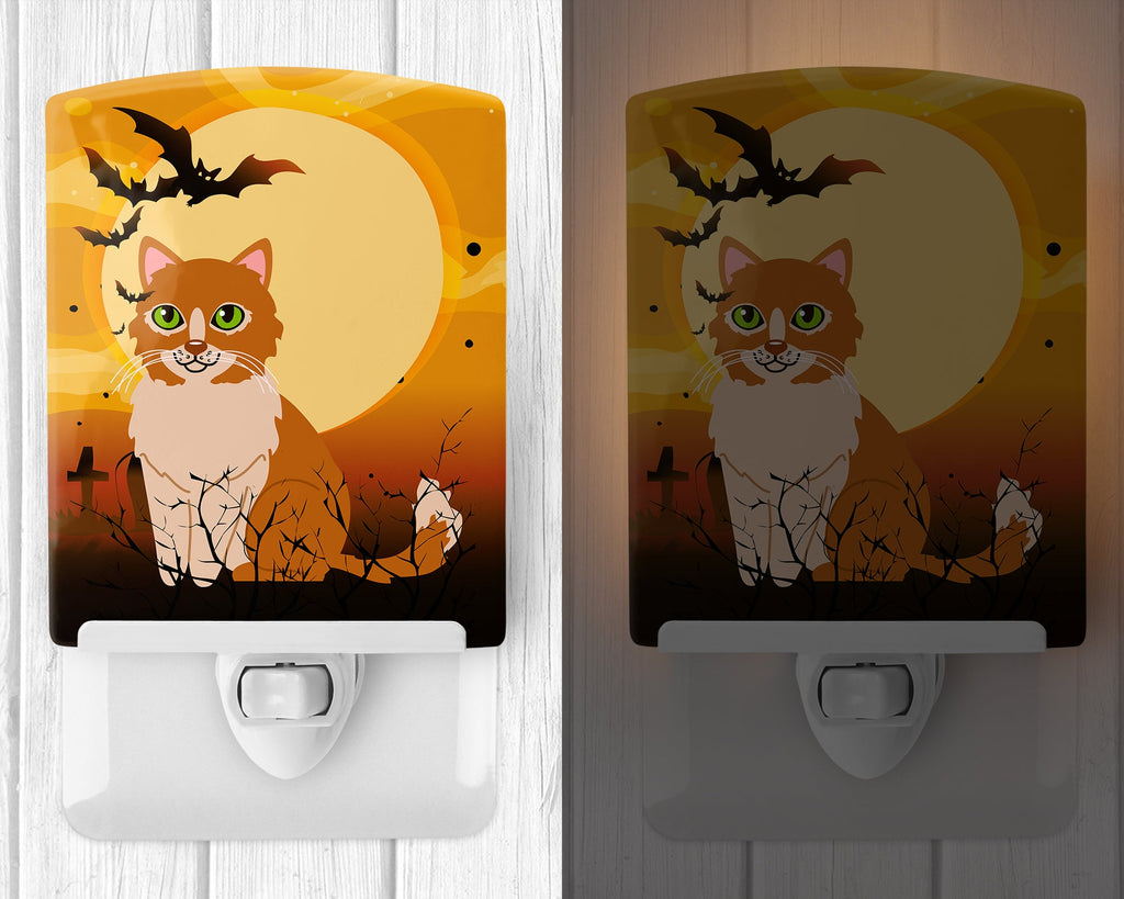 Halloween Ural Rex Cat Ceramic Night Light Compact, UL-Certified, Ideal for Bedroom, Bathroom, Nursery, Hallway, Kitchen, 6x4x3, Multicolor