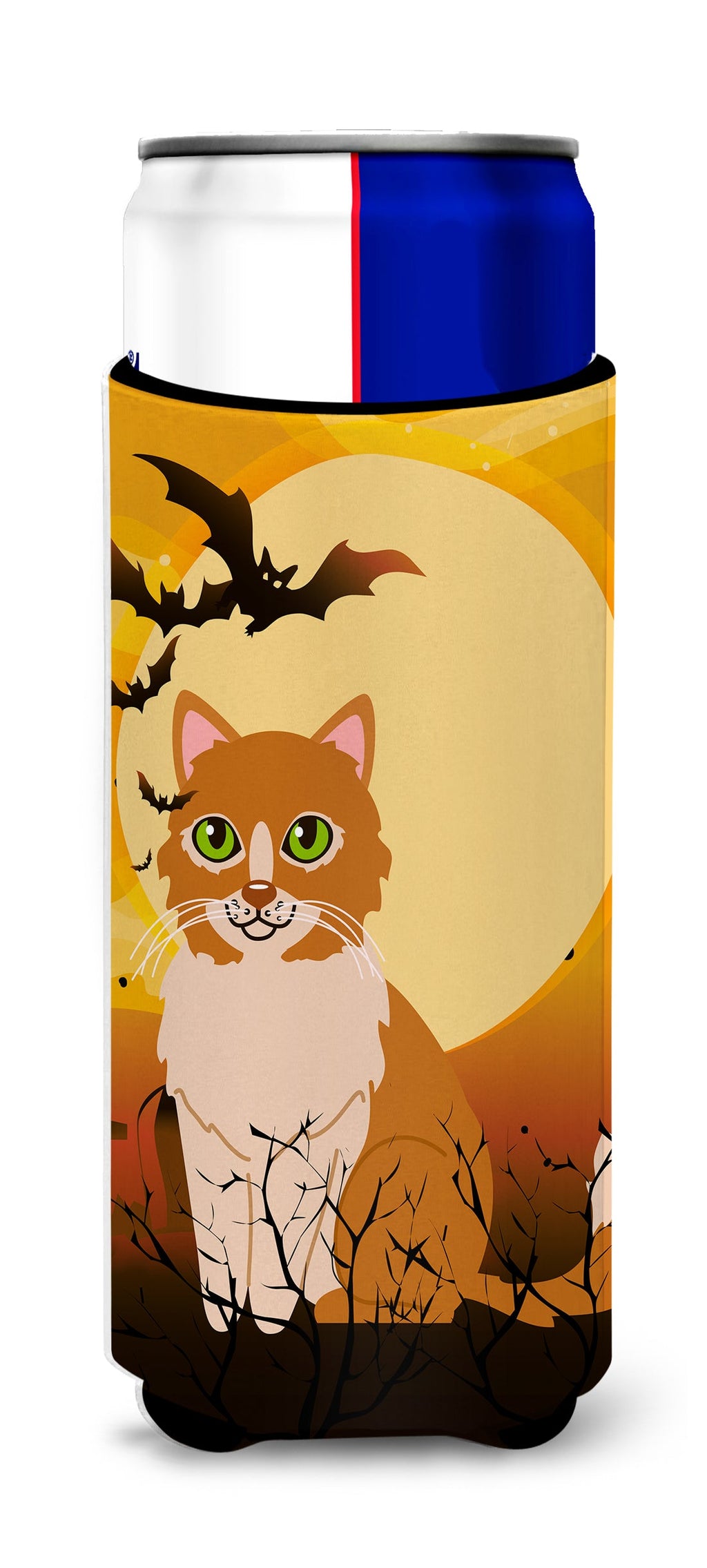 Halloween Ural Rex Cat Slim Can Hugger , Insulated Foam Hugger for 12 oz Slim Cans, Beer Bottles & Water Bottles, Printed in USA