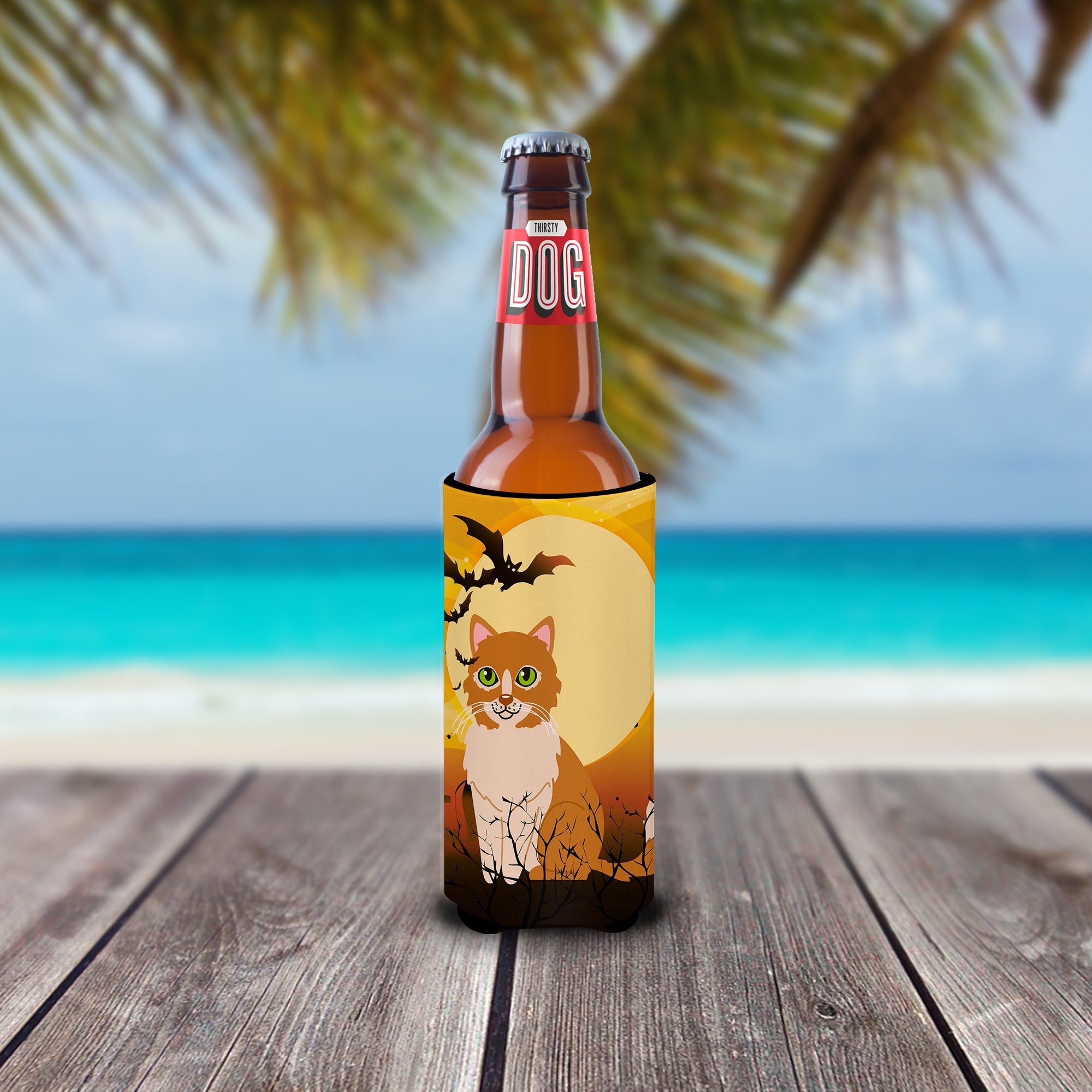 Halloween Ural Rex Cat Slim Can Hugger , Insulated Foam Hugger for 12 oz Slim Cans, Beer Bottles & Water Bottles, Printed in USA