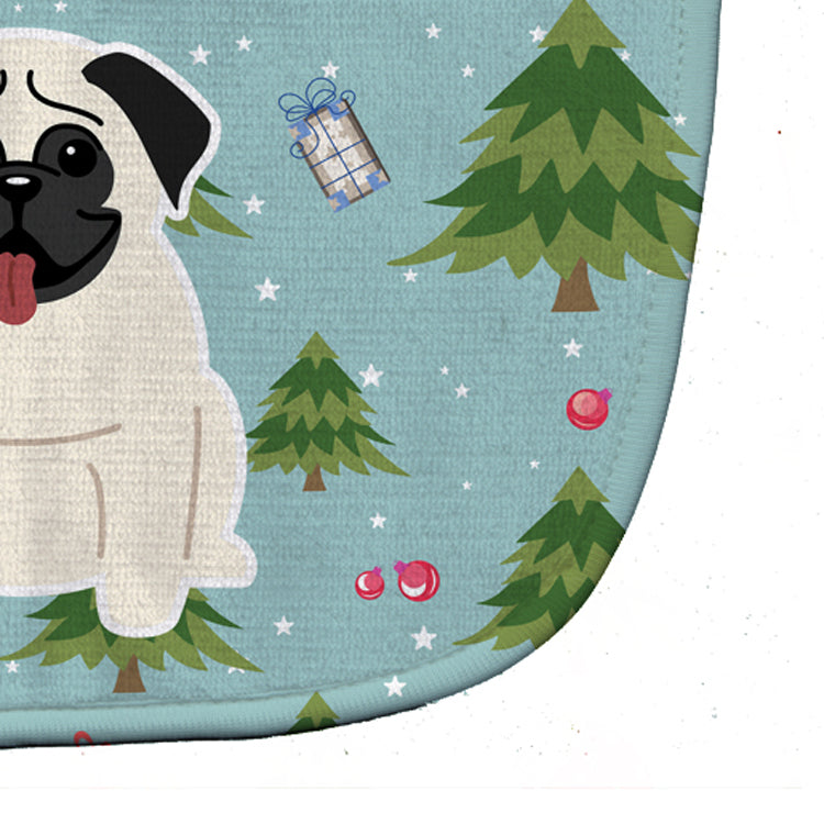 Christmas Pug Cream Baby Bib Easy-Clean Baby Bib Baby Feeding Accessory Baby Mealtime Essential, 10 x 13, Multicolor