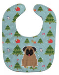 Christmas Pug Brown Baby Bib Easy-Clean Baby Bib Baby Feeding Accessory Baby Mealtime Essential, 10 x 13, Multicolor