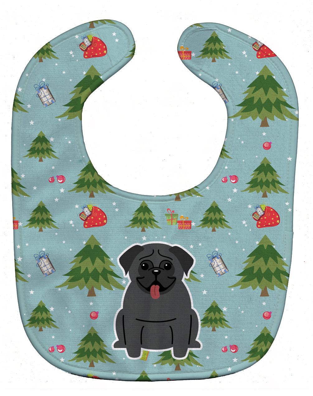 Christmas Pug Black Baby Bib Easy-Clean Baby Bib Baby Feeding Accessory Baby Mealtime Essential, 10 x 13, Multicolor