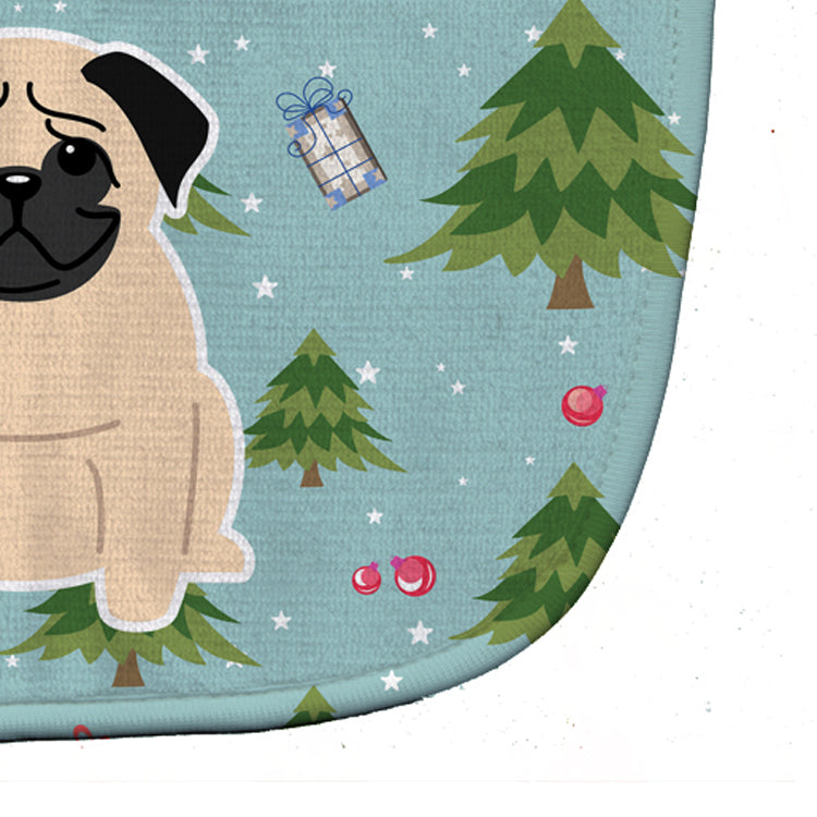 Christmas Pug Fawn Baby Bib Easy-Clean Baby Bib Baby Feeding Accessory Baby Mealtime Essential, 10 x 13, Multicolor