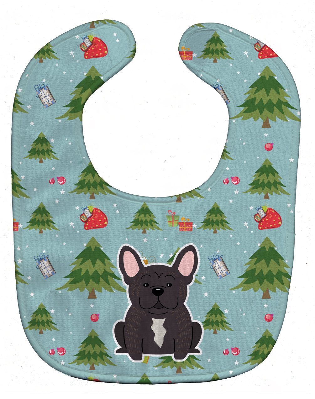 Christmas French Bulldog Brindle Baby Bib Easy-Clean Baby Bib Baby Feeding Accessory Baby Mealtime Essential, 10 x 13, Multicolor