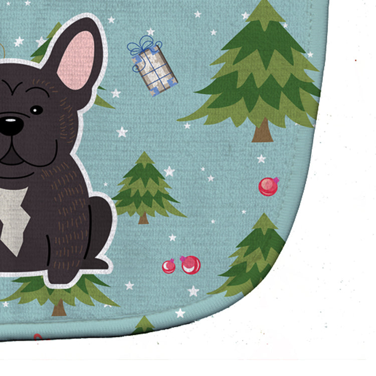 Christmas French Bulldog Brindle Baby Bib Easy-Clean Baby Bib Baby Feeding Accessory Baby Mealtime Essential, 10 x 13, Multicolor
