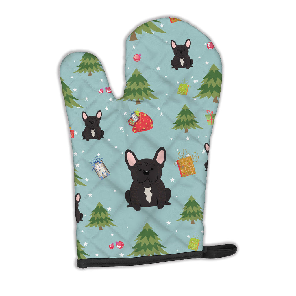 Christmas French Bulldog Brindle Oven Mitt Heat Resistant Thick Oven Mitt for Hot Pans and Oven, Kitchen Mitt Protect Hands, Cooking Baking Glove