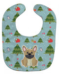 Christmas French Bulldog Cream Baby Bib Easy-Clean Baby Bib Baby Feeding Accessory Baby Mealtime Essential, 10 x 13, Multicolor