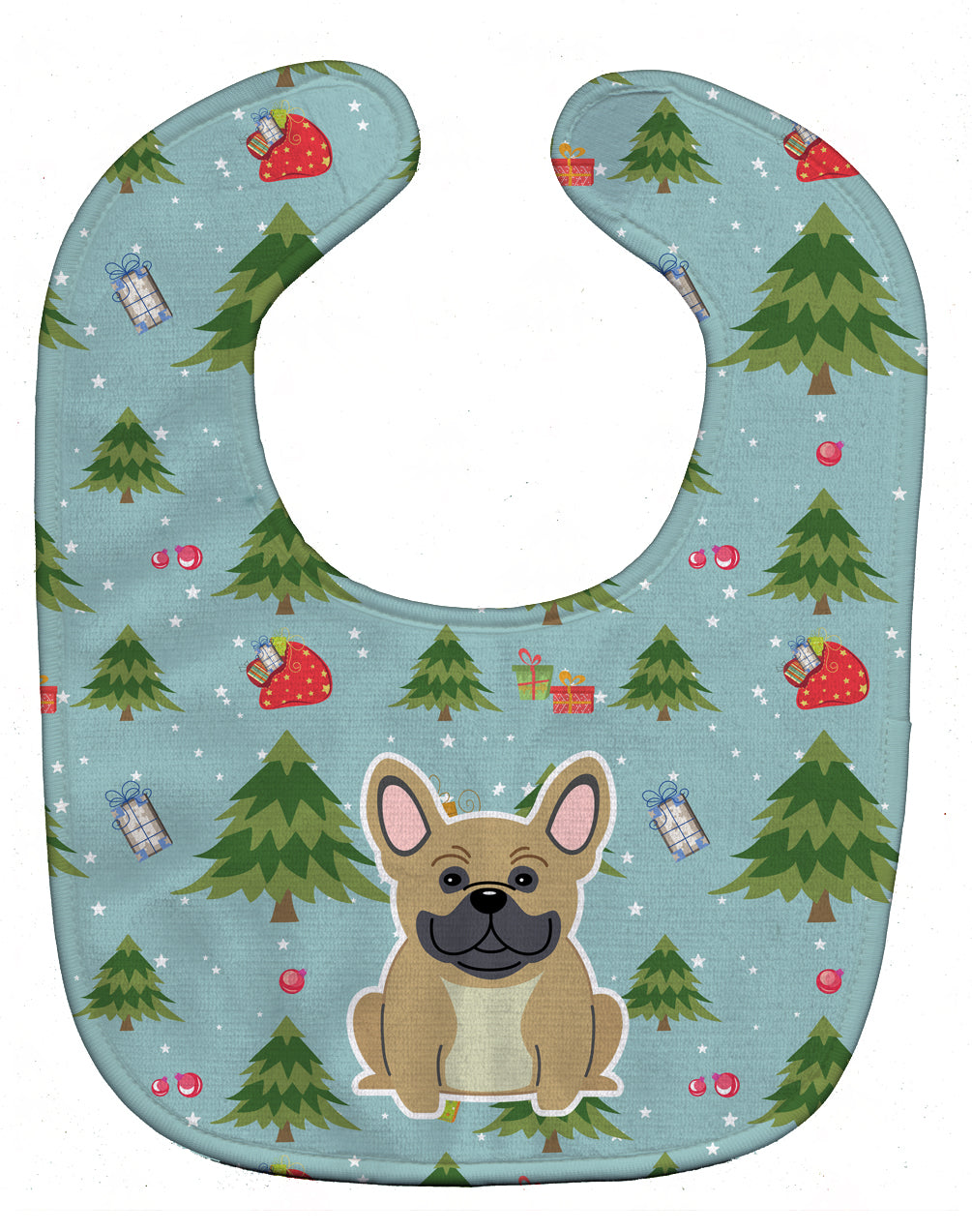 Christmas French Bulldog Cream Baby Bib Easy-Clean Baby Bib Baby Feeding Accessory Baby Mealtime Essential, 10 x 13, Multicolor