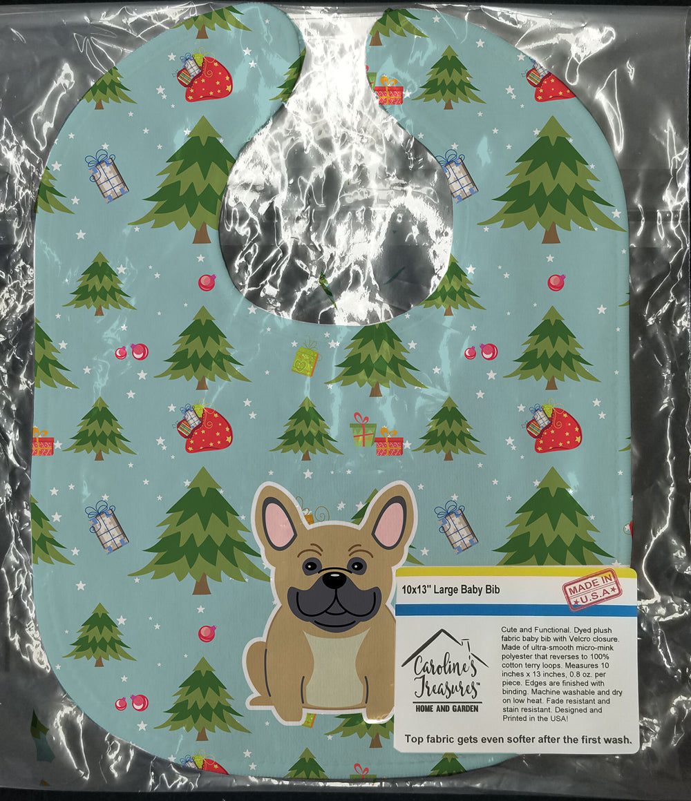 Christmas French Bulldog Cream Baby Bib Easy-Clean Baby Bib Baby Feeding Accessory Baby Mealtime Essential, 10 x 13, Multicolor
