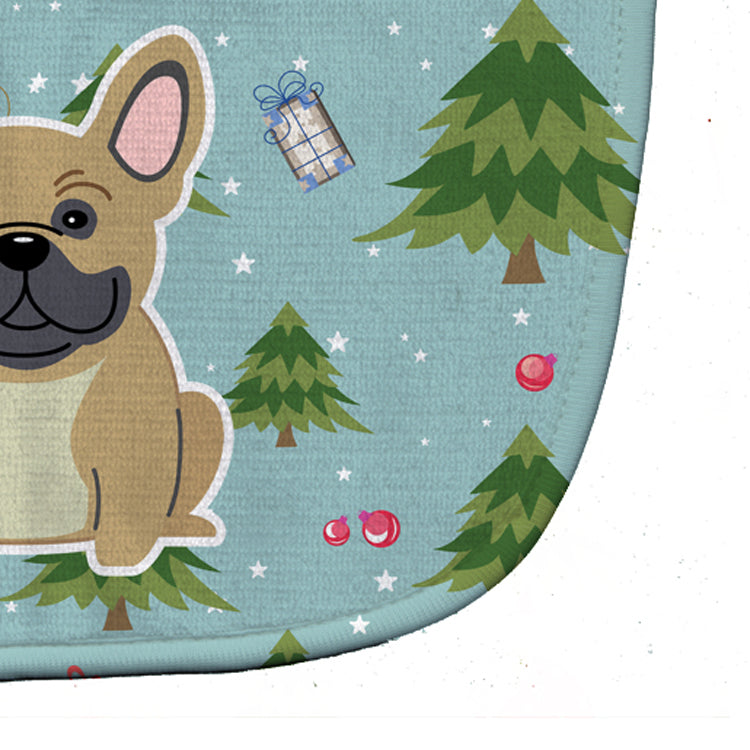 Christmas French Bulldog Cream Baby Bib Easy-Clean Baby Bib Baby Feeding Accessory Baby Mealtime Essential, 10 x 13, Multicolor
