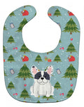 Christmas French Bulldog Piebald Baby Bib Easy-Clean Baby Bib Baby Feeding Accessory Baby Mealtime Essential, 10 x 13, Multicolor