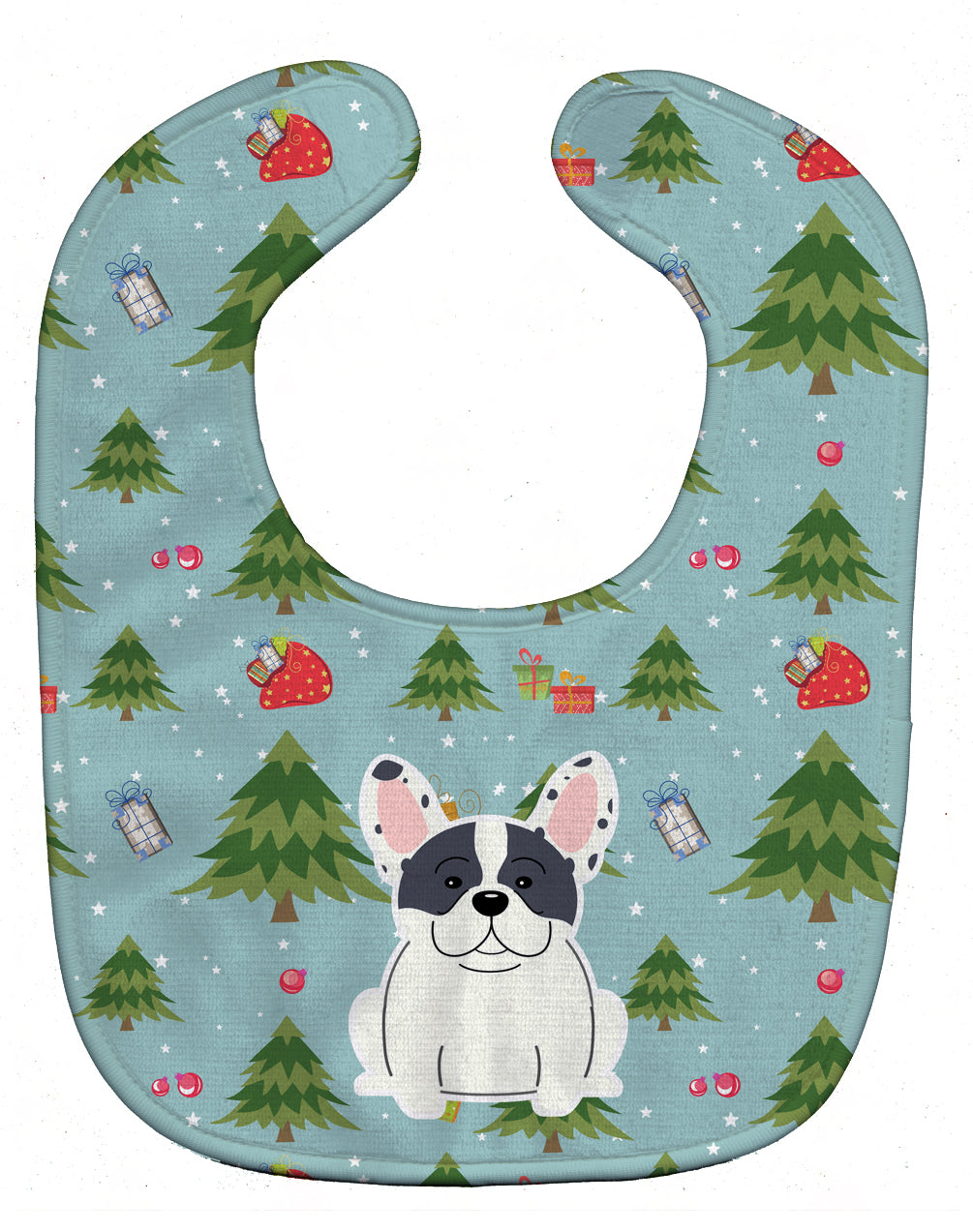 Christmas French Bulldog Piebald Baby Bib Easy-Clean Baby Bib Baby Feeding Accessory Baby Mealtime Essential, 10 x 13, Multicolor