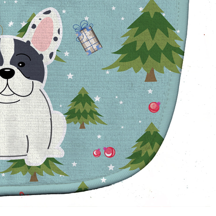 Christmas French Bulldog Piebald Baby Bib Easy-Clean Baby Bib Baby Feeding Accessory Baby Mealtime Essential, 10 x 13, Multicolor