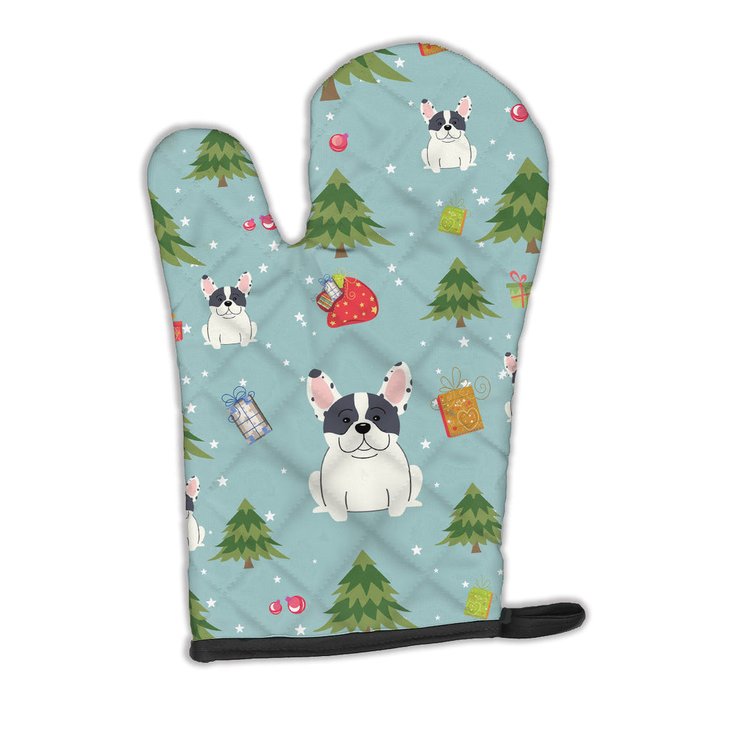 Christmas French Bulldog Piebald Oven Mitt Heat Resistant Thick Oven Mitt for Hot Pans and Oven, Kitchen Mitt Protect Hands, Cooking Baking Glove
