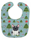 Christmas French Bulldog Black White Baby Bib Easy-Clean Baby Bib Baby Feeding Accessory Baby Mealtime Essential, 10 x 13, Multicolor