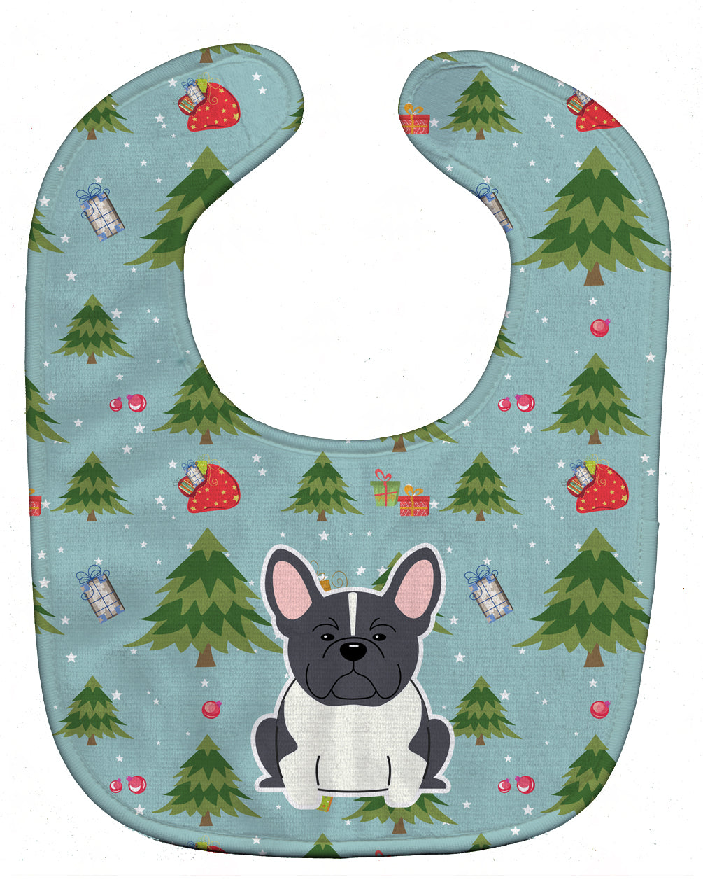 Christmas French Bulldog Black White Baby Bib Easy-Clean Baby Bib Baby Feeding Accessory Baby Mealtime Essential, 10 x 13, Multicolor