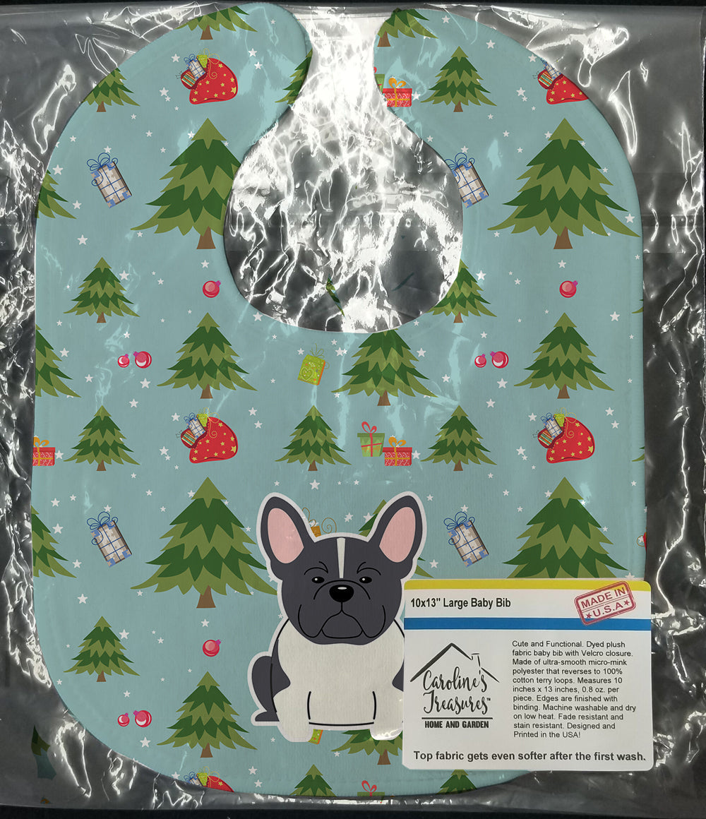 Christmas French Bulldog Black White Baby Bib Easy-Clean Baby Bib Baby Feeding Accessory Baby Mealtime Essential, 10 x 13, Multicolor
