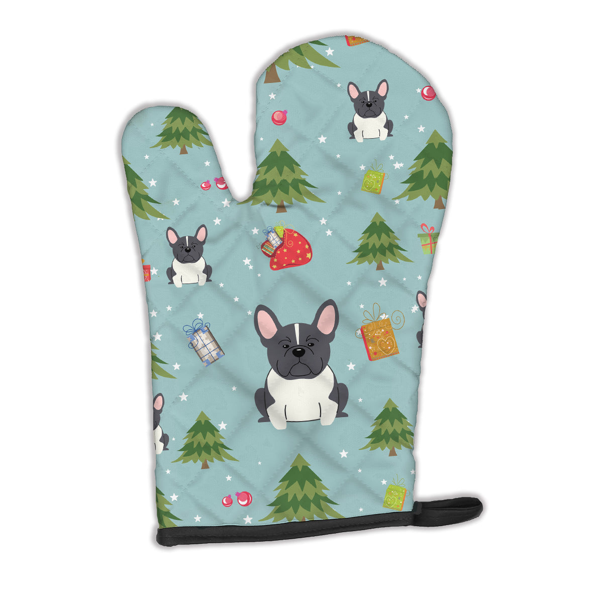 Christmas French Bulldog Black White Oven Mitt Heat Resistant Thick Oven Mitt for Hot Pans and Oven, Kitchen Mitt Protect Hands, Cooking Baking Glove