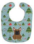 Christmas French Bulldog Brown Baby Bib Easy-Clean Baby Bib Baby Feeding Accessory Baby Mealtime Essential, 10 x 13, Multicolor